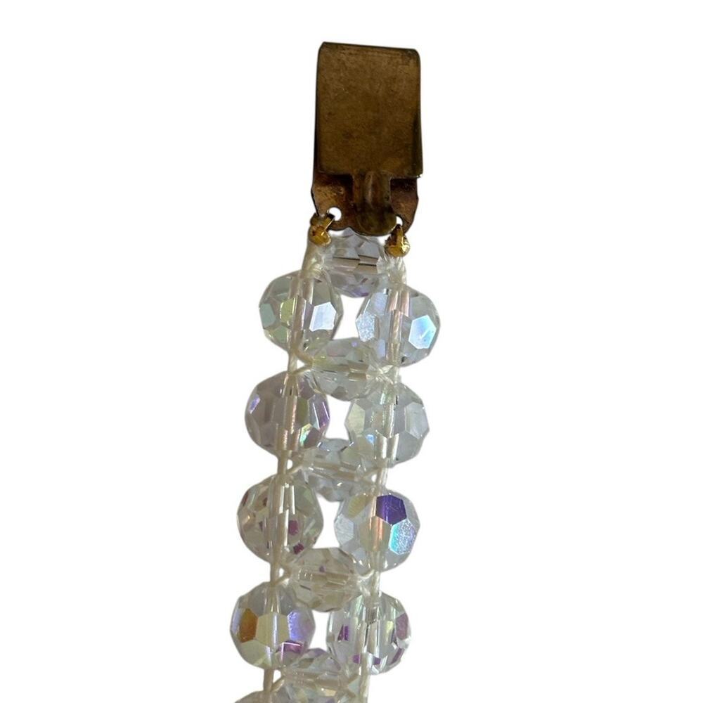 Bracelet Aurora Borealis Facet Crystal Bead Double Strand Rhinestone Closure Vtg - Picture 7 of 12